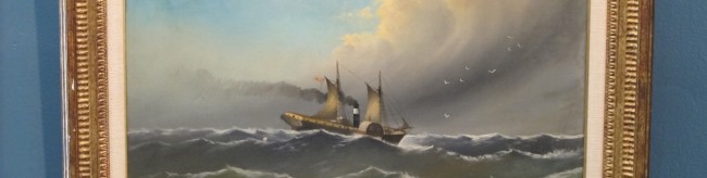 Antique Painting Steam Ship